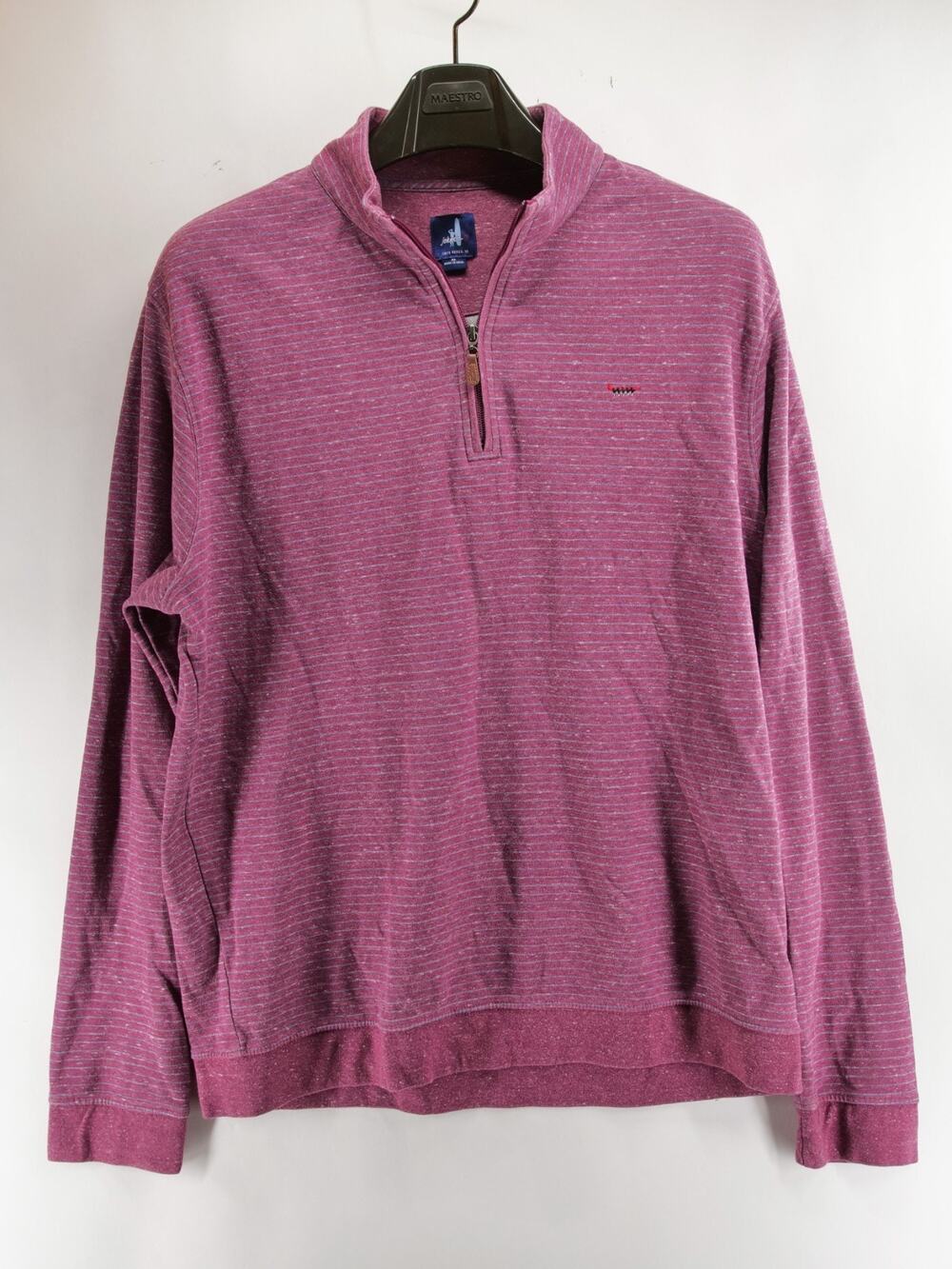 johnnie-O Men's XL Magenta Striped 1/4 Zip Pullover Sweater Lyocell Blend